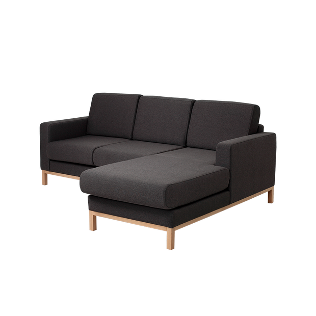 Ecksofa mit Chaiselongue Rechts, 3-Sziter, aus Stoff Scandic Small Anthrazit