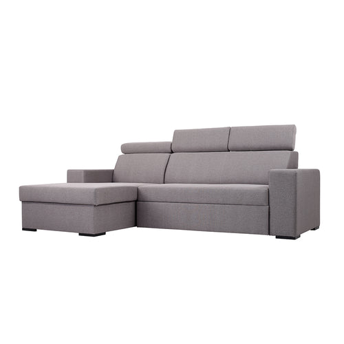 Ecksofa Schlaffunktion mit Chaiselongue Links, 3-Sziter, aus Stoff Atlantica Grau