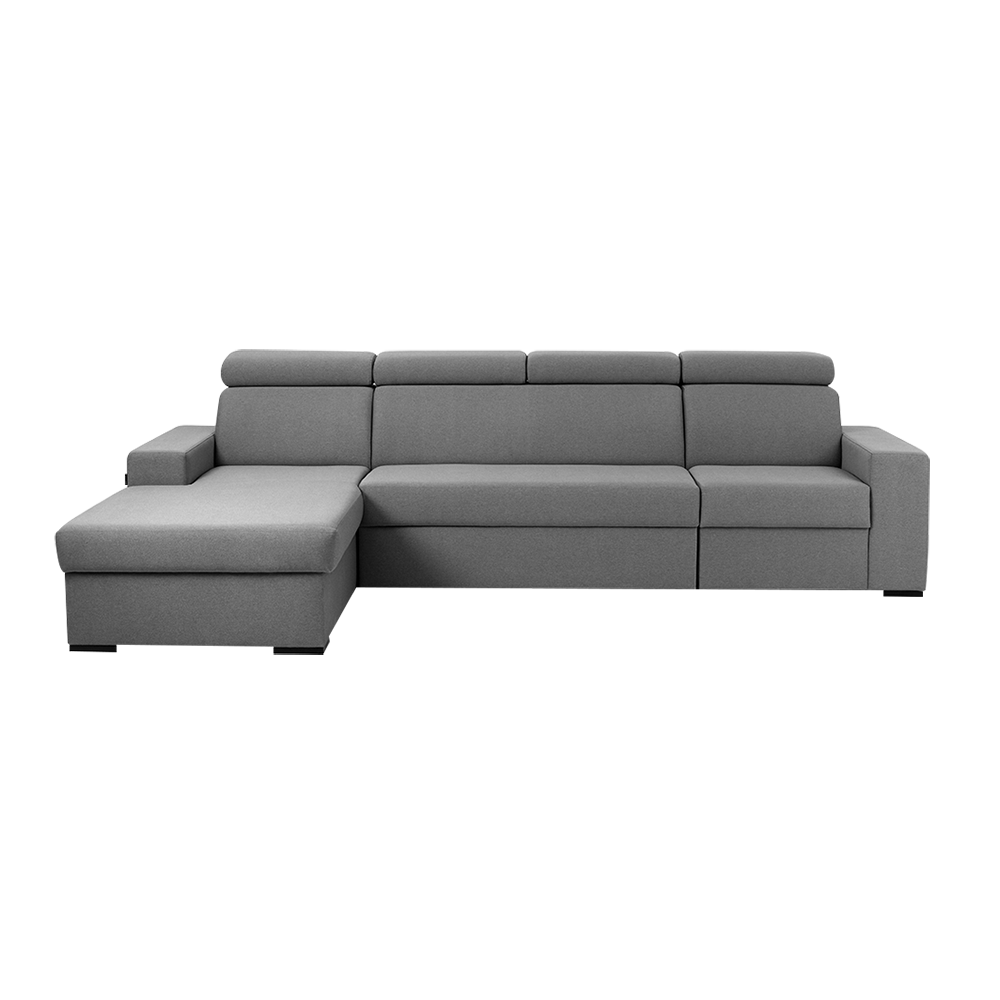 Ecksofa Schlaffunktion mit Chaiselongue Links, 3-Sziter, aus Stoff Atlantica Grau