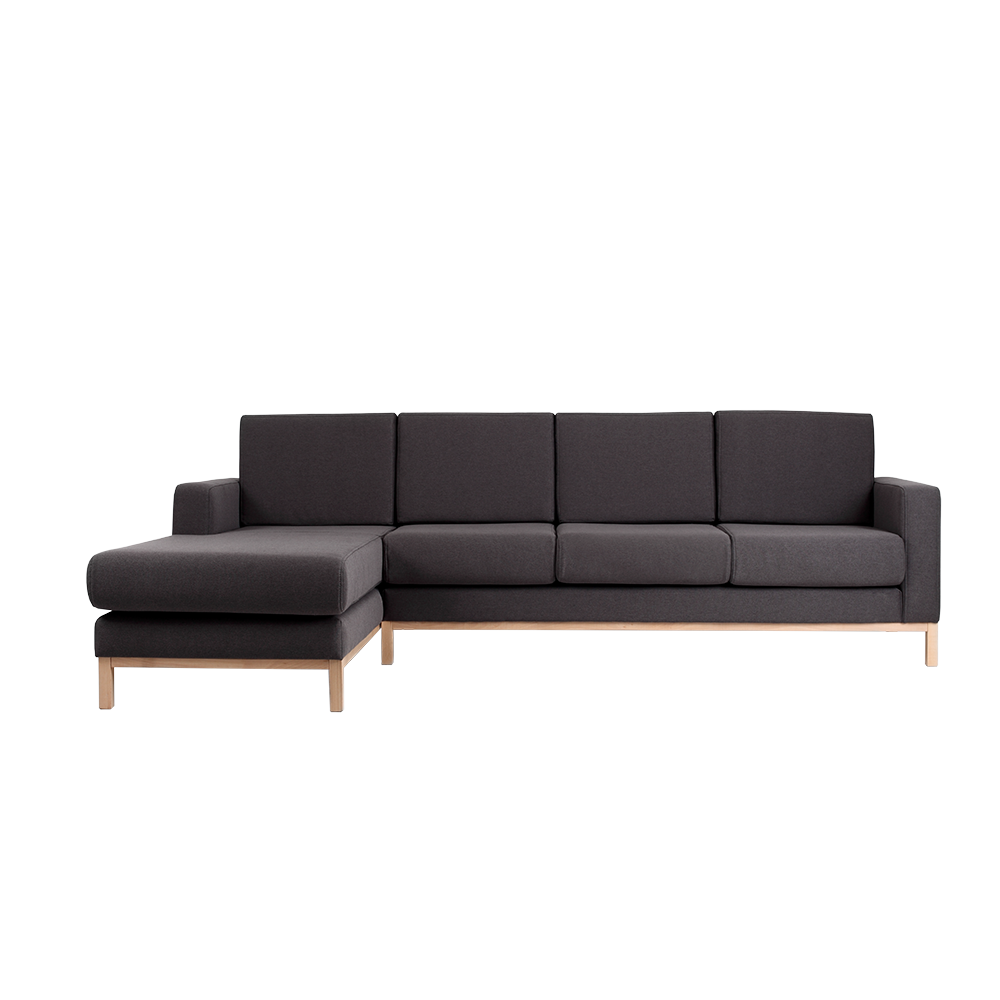 Ecksofa mit Chaiselongue Links, 4-Sziter, aus Stoff Scandic Large Anthrazit