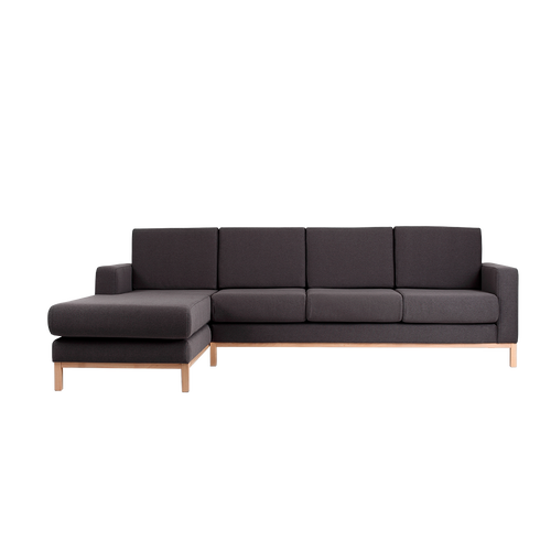 Ecksofa mit Chaiselongue Links, 4-Sziter, aus Stoff Scandic Large Anthrazit