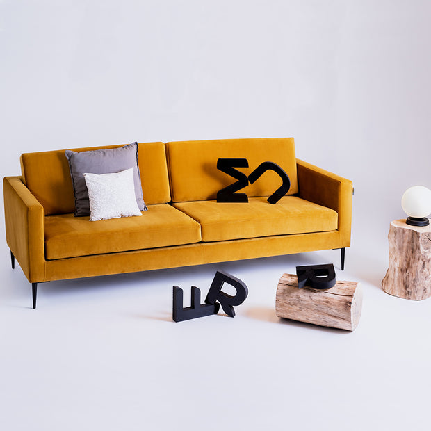 Sofa 3-Sziter mit Stoff Vergan Orange (3)