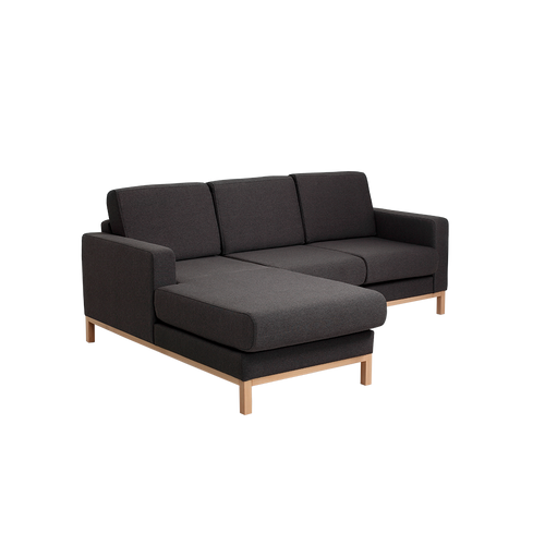 Ecksofa mit Chaiselongue Links, 3-Sziter, aus Stoff Scandic Small Anthrazit