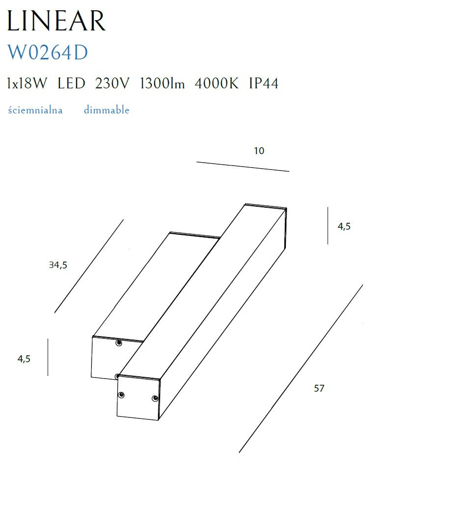 Wandleuchte Linear W0264 Schwarz (1)