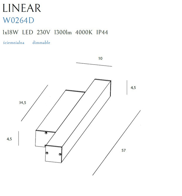 Wandleuchte Linear W0264 Schwarz (1)