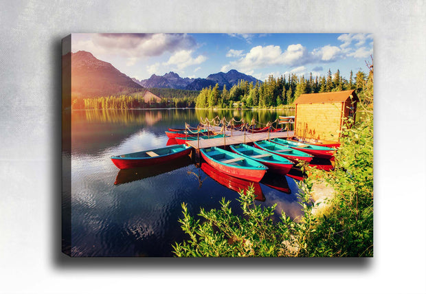 Leinwandbild Lake with Boats Mehrfarben, & OYOTR-304687145 & OYOTR-304687145 & OYOTR-304687145