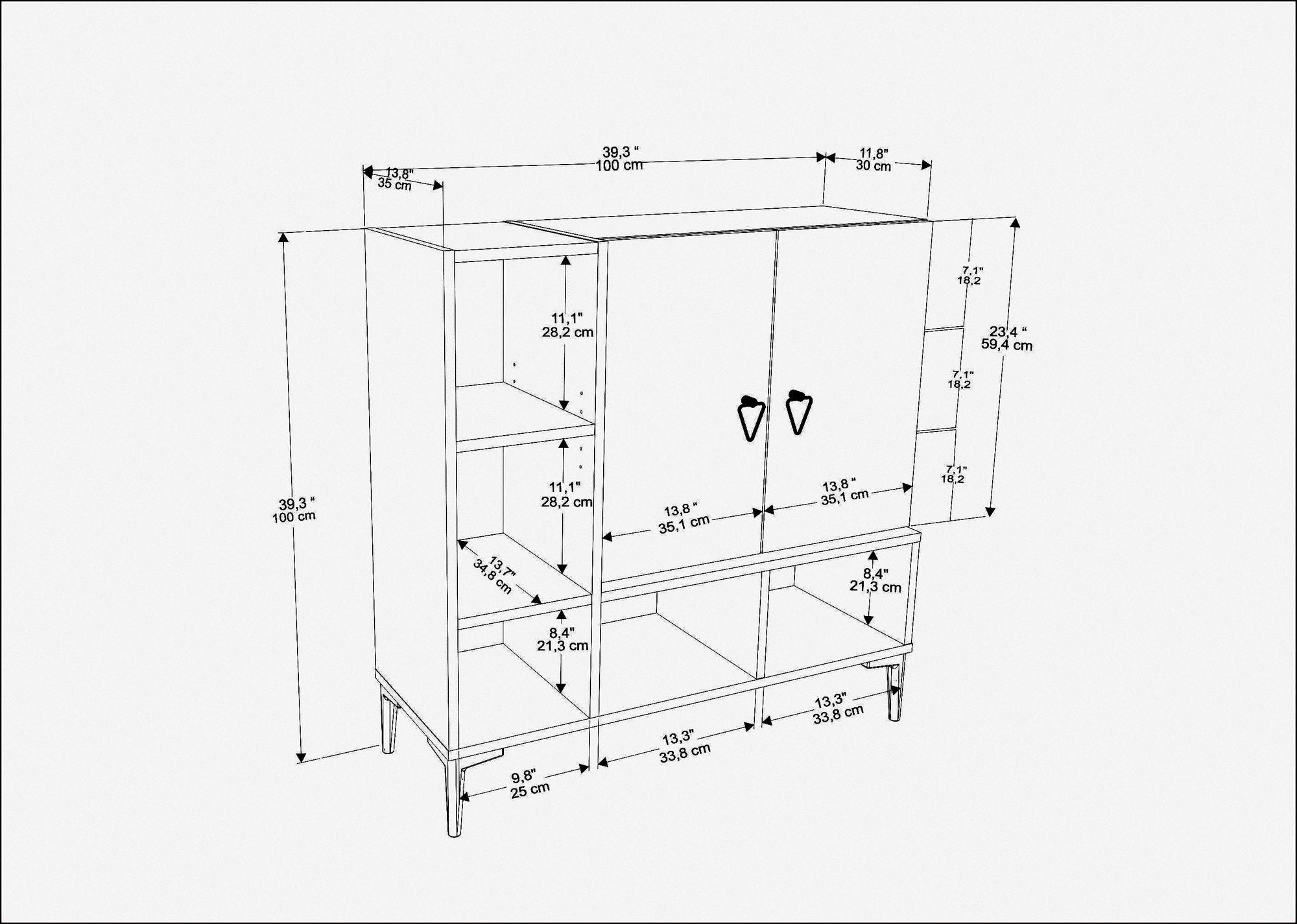 Sideboard mit 2 türen, Platin Nussbaum (5)