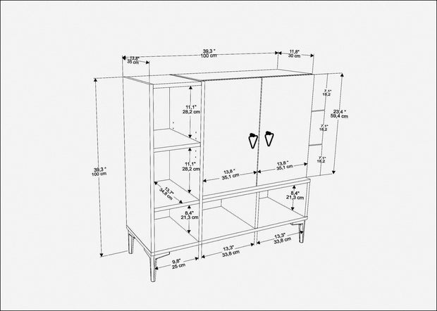 Sideboard mit 2 türen, Platin Nussbaum (5)