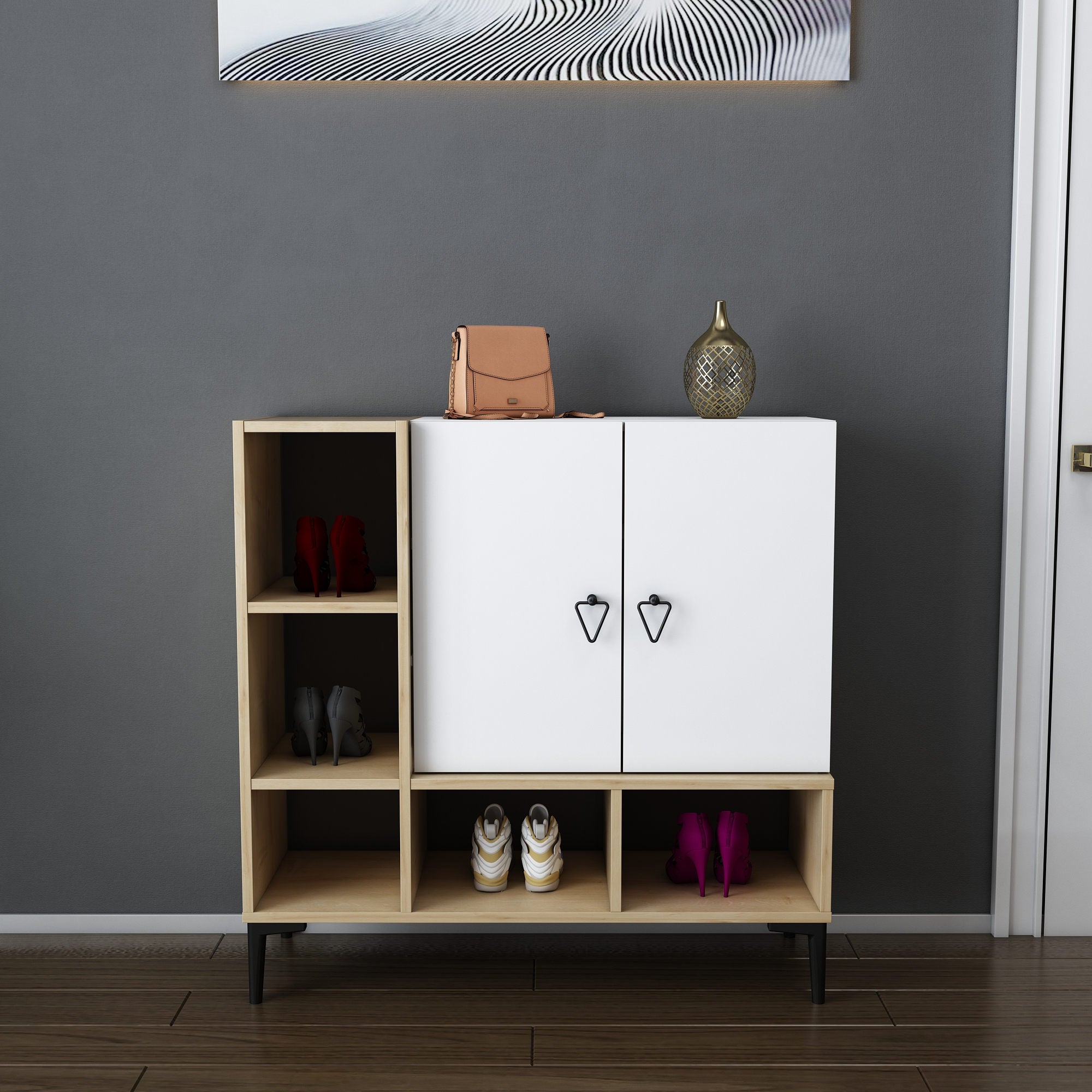 Sideboard mit 2 türen, Platin Weiß