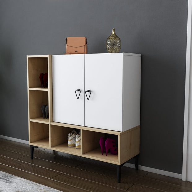 Sideboard mit 2 türen, Platin Weiß (1)