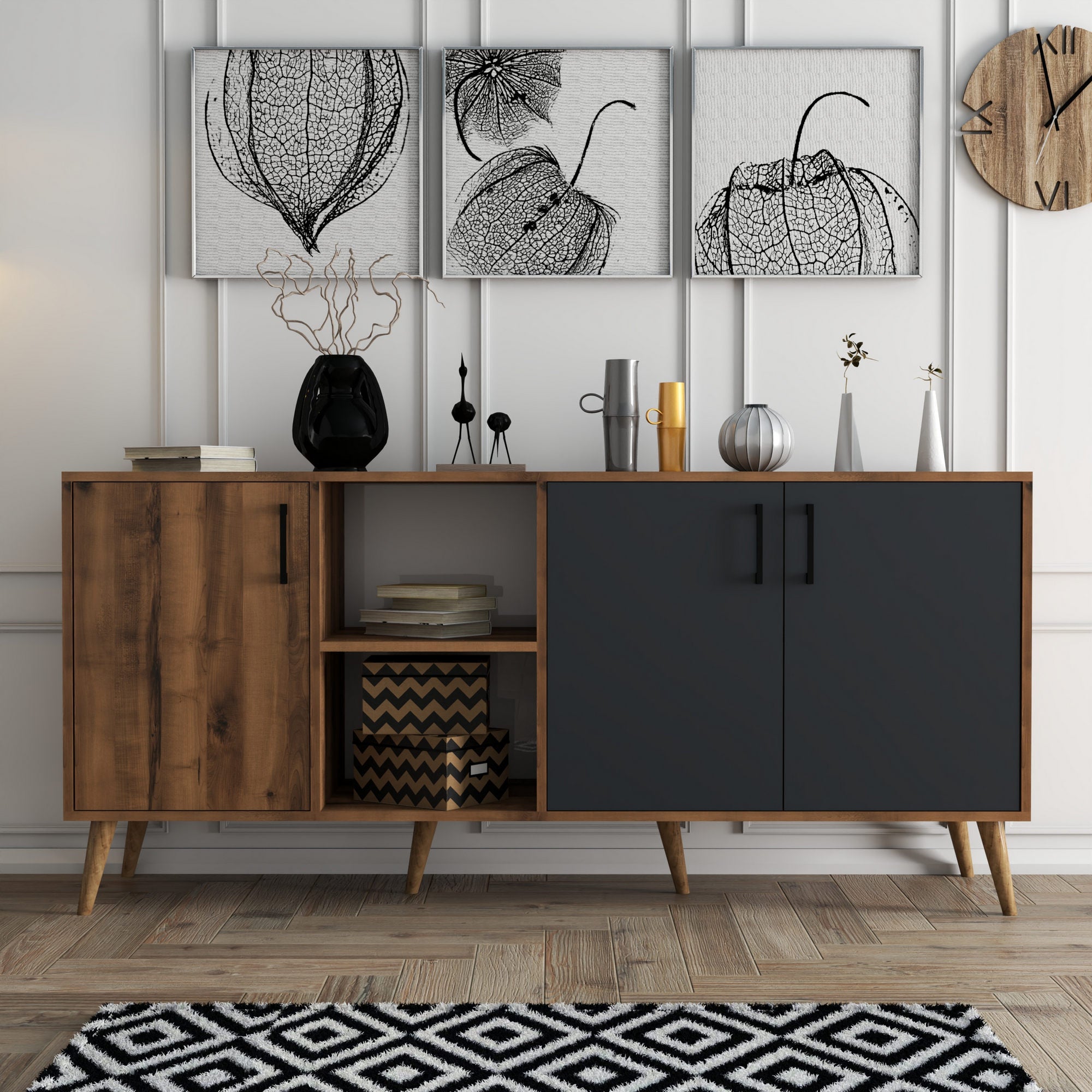 Sideboard mit 3 türen, Exxen Anthrazit (1)