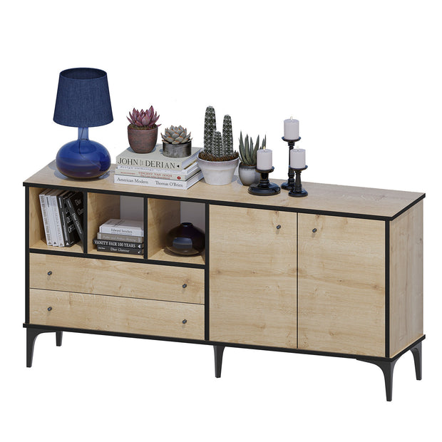 Sideboard mit 2 schubladen und 2 türen, Elegan Eiche (2)