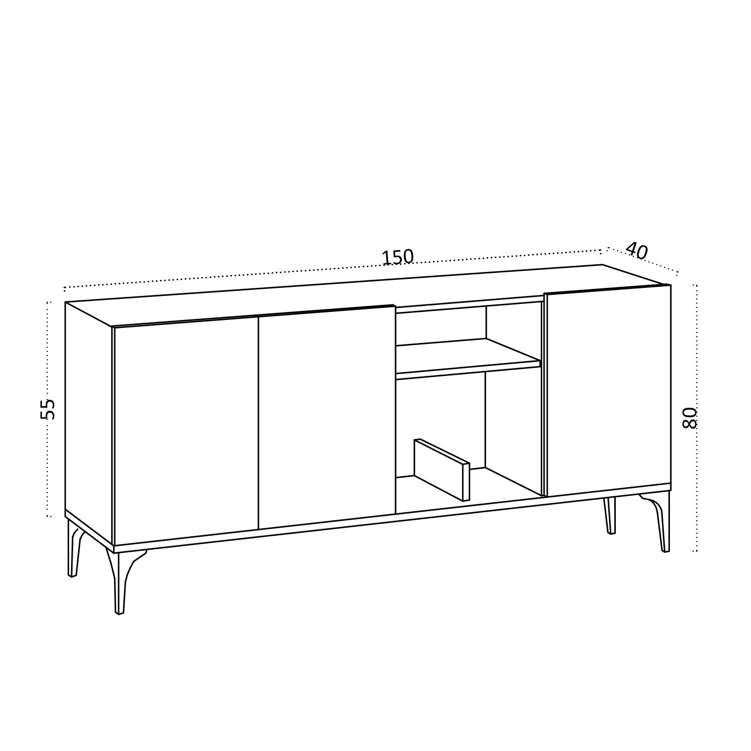 Sideboard mit 3 türen, Albedo Weiß (4)