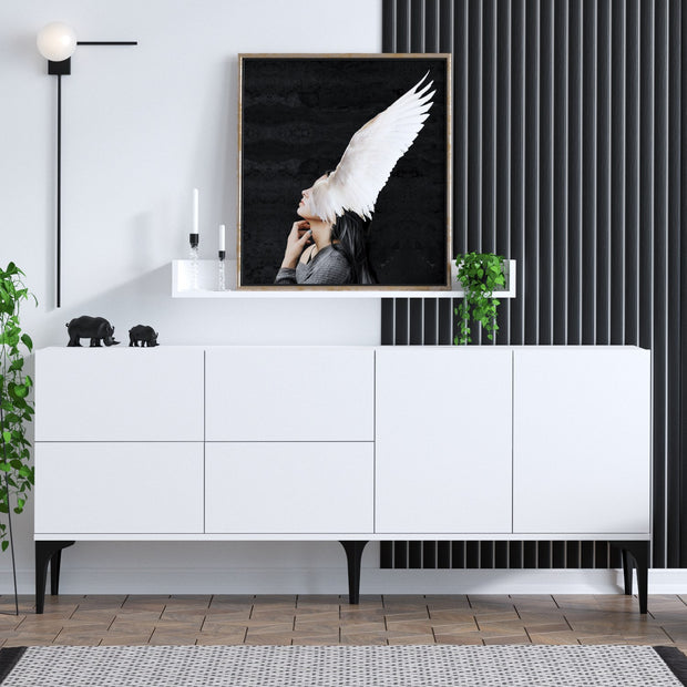 Sideboard mit 6 türen, Lucky Weiß