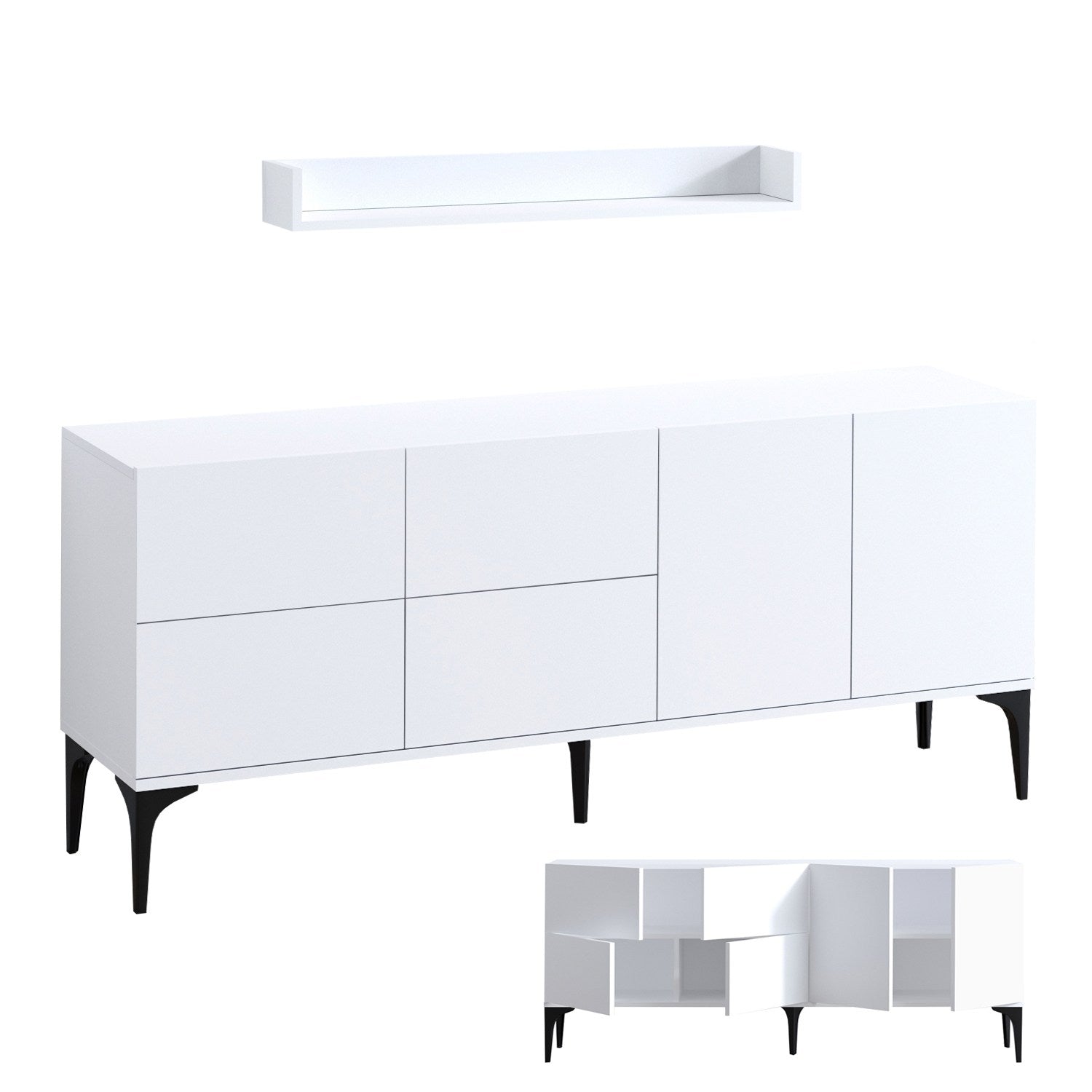 Sideboard mit 6 türen, Lucky Weiß (3)