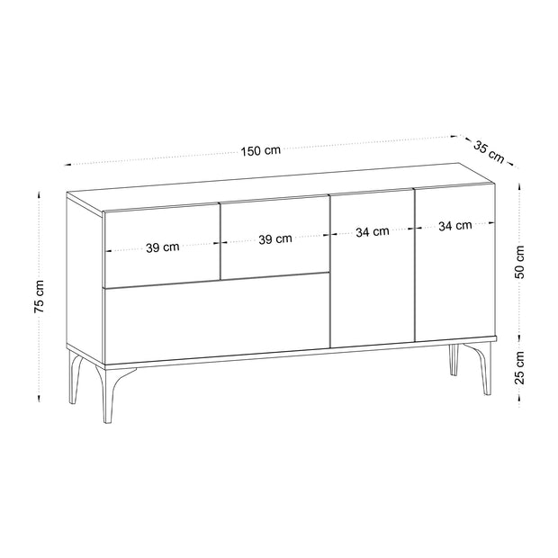 Sideboard mit 5 türen, Glise Weiß (4)