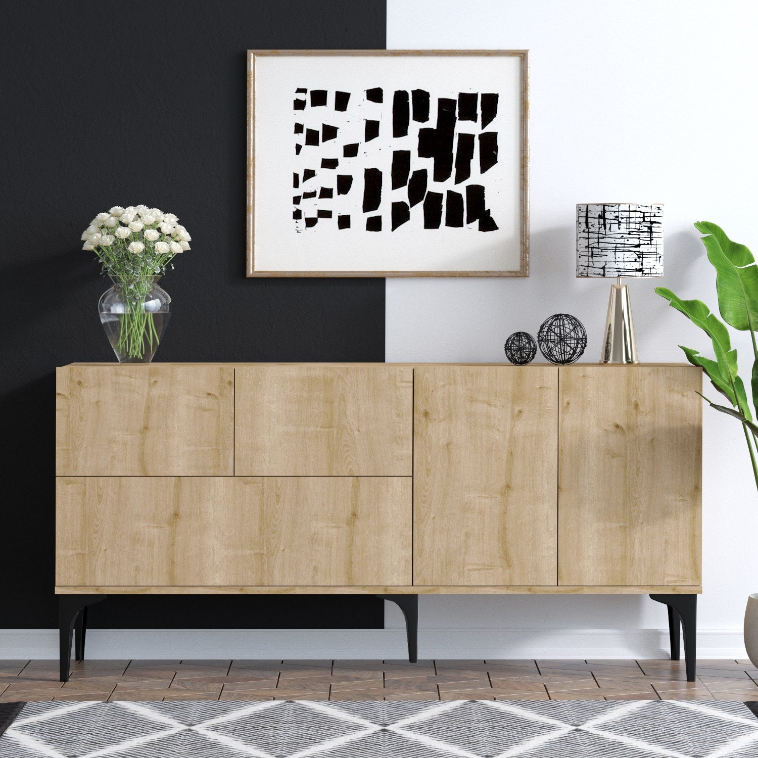 Sideboard mit 5 türen, Tress Eiche