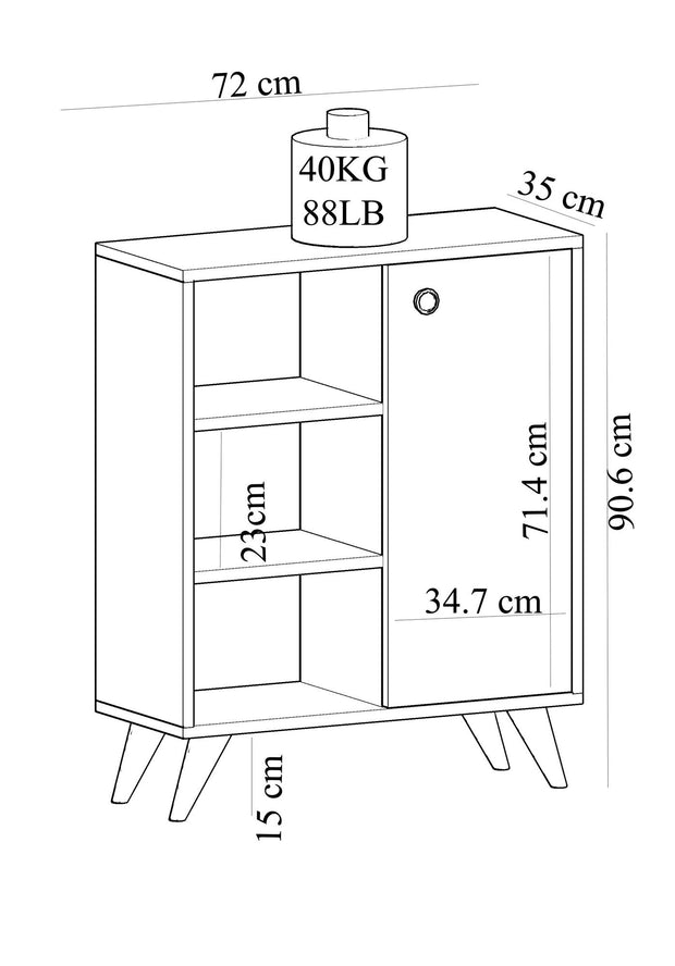 Sideboard mit 1 tür, Athena Eiche (5)