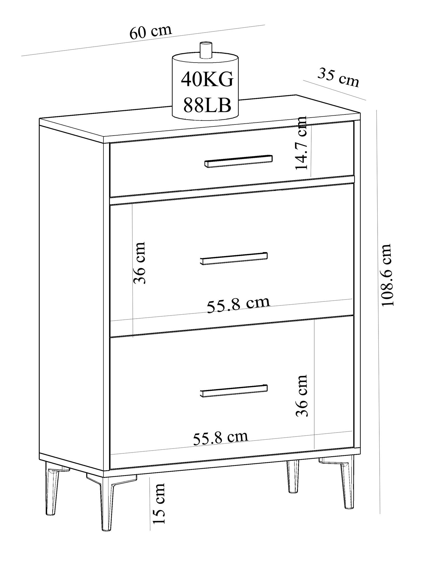 Sideboard mit 1 schublade und 2 türen, Albedo Weiß (5)