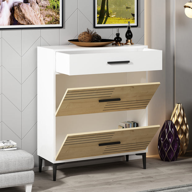 Sideboard mit 1 schublade und 2 türen, Albedo Weiß (1)