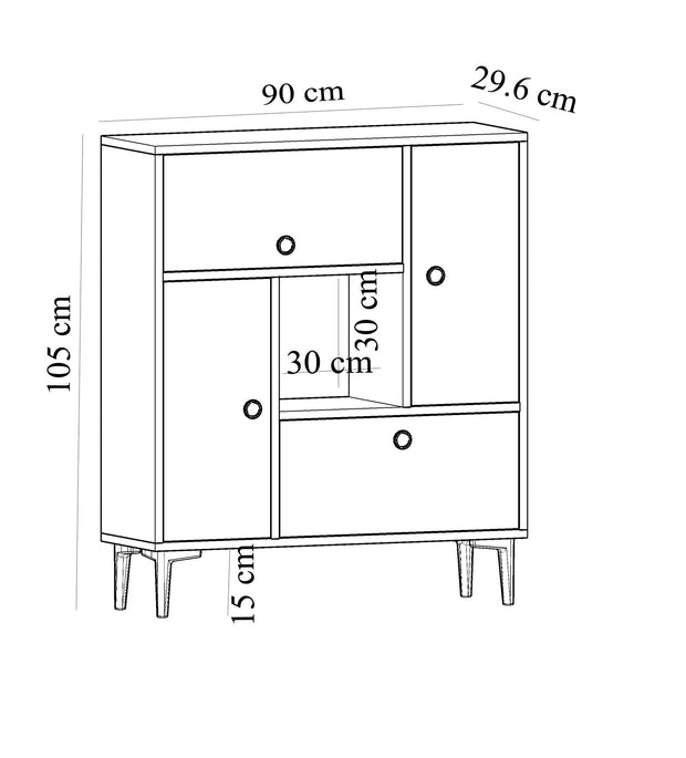 Sideboard mit 4 türen, Sidelya Weiß (4)