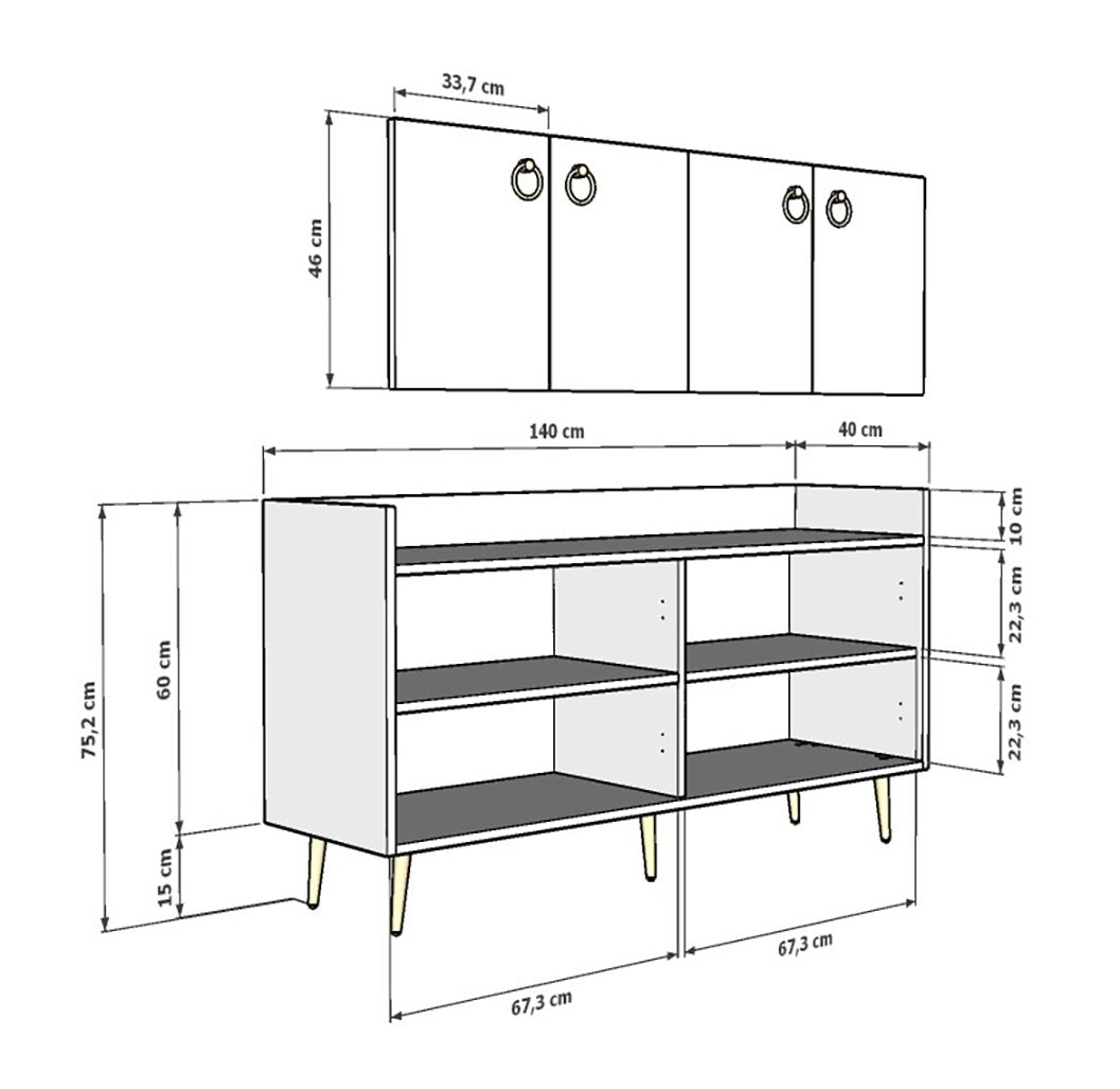 Sideboard mit 4 türen, Daring Anthrazit (5)