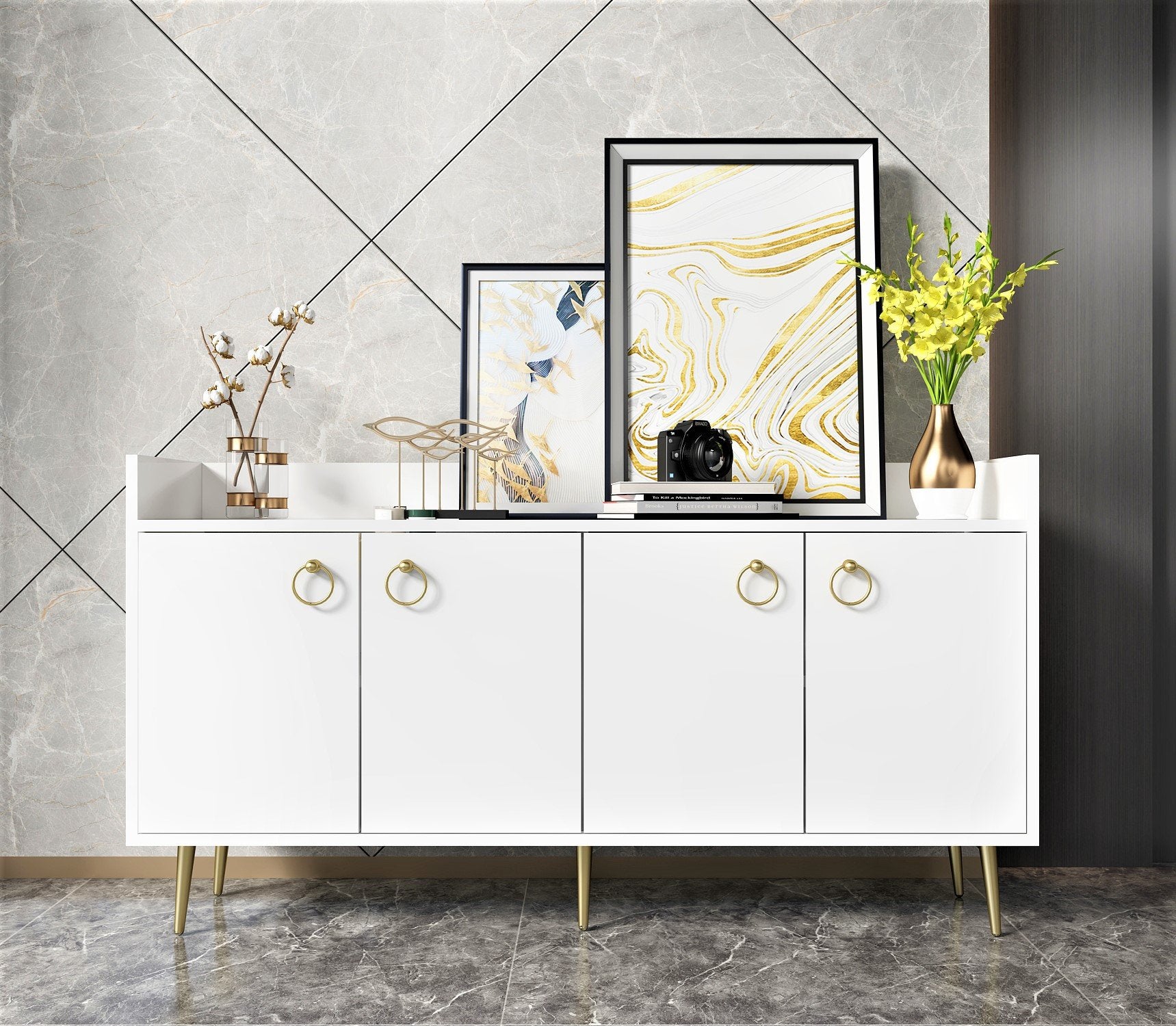 Sideboard mit 4 türen, Daring Weiß