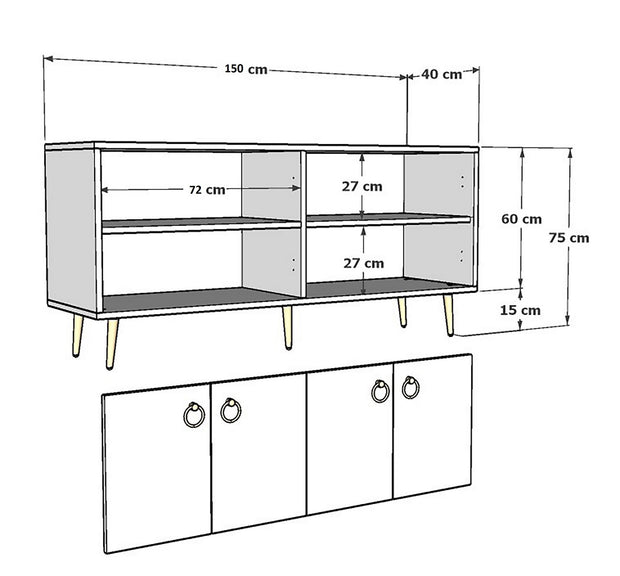 Sideboard mit 4 türen, Drop Anthrazit (5)