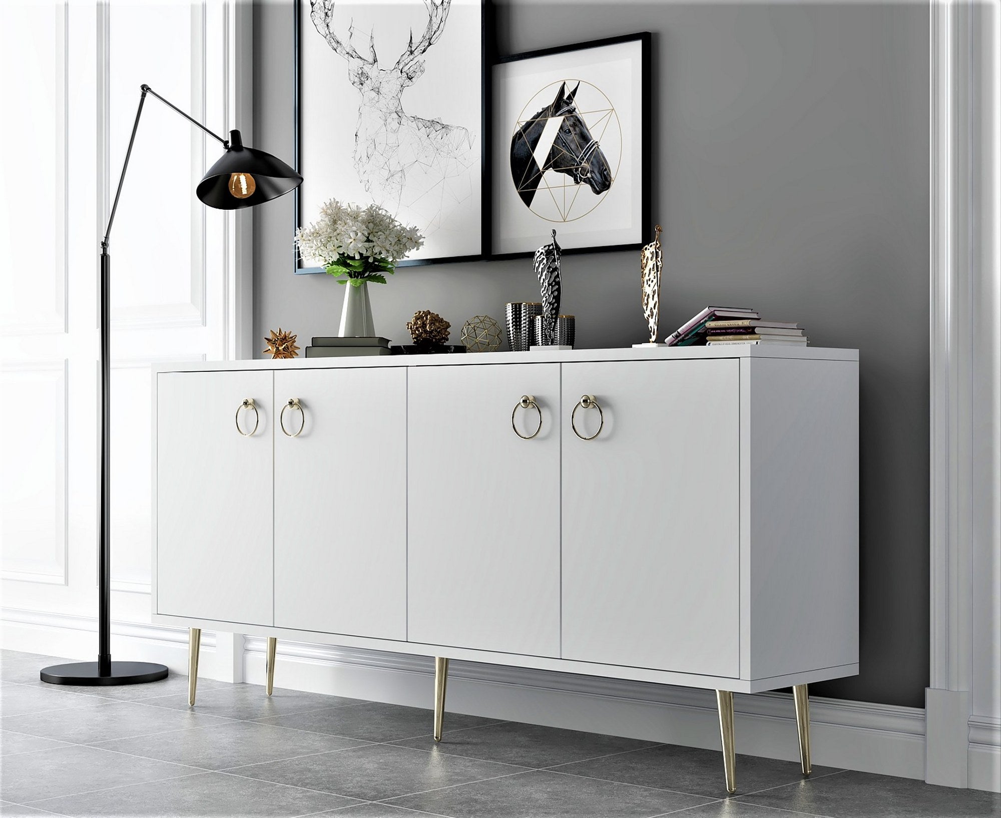 Sideboard mit 4 türen, Drop Weiß (1)