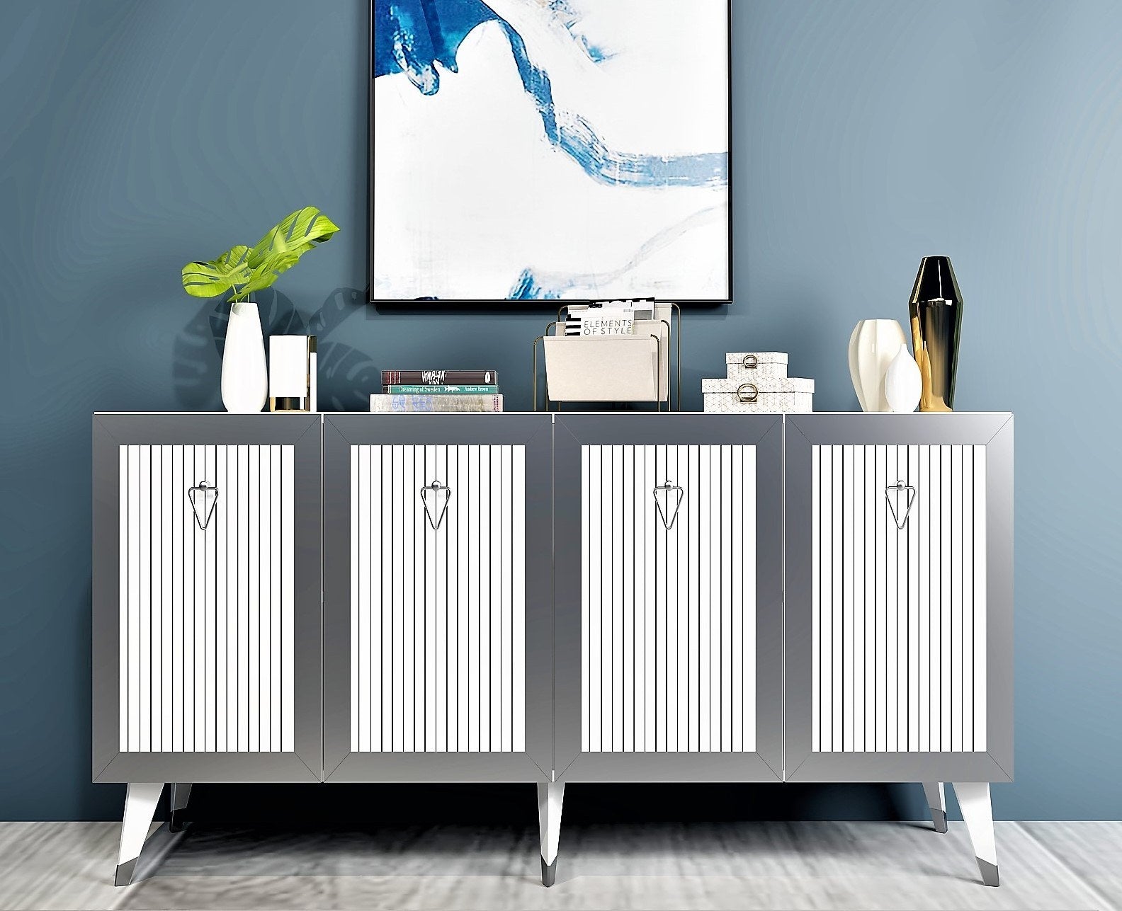 Sideboard mit 4 türen, Bare Silber