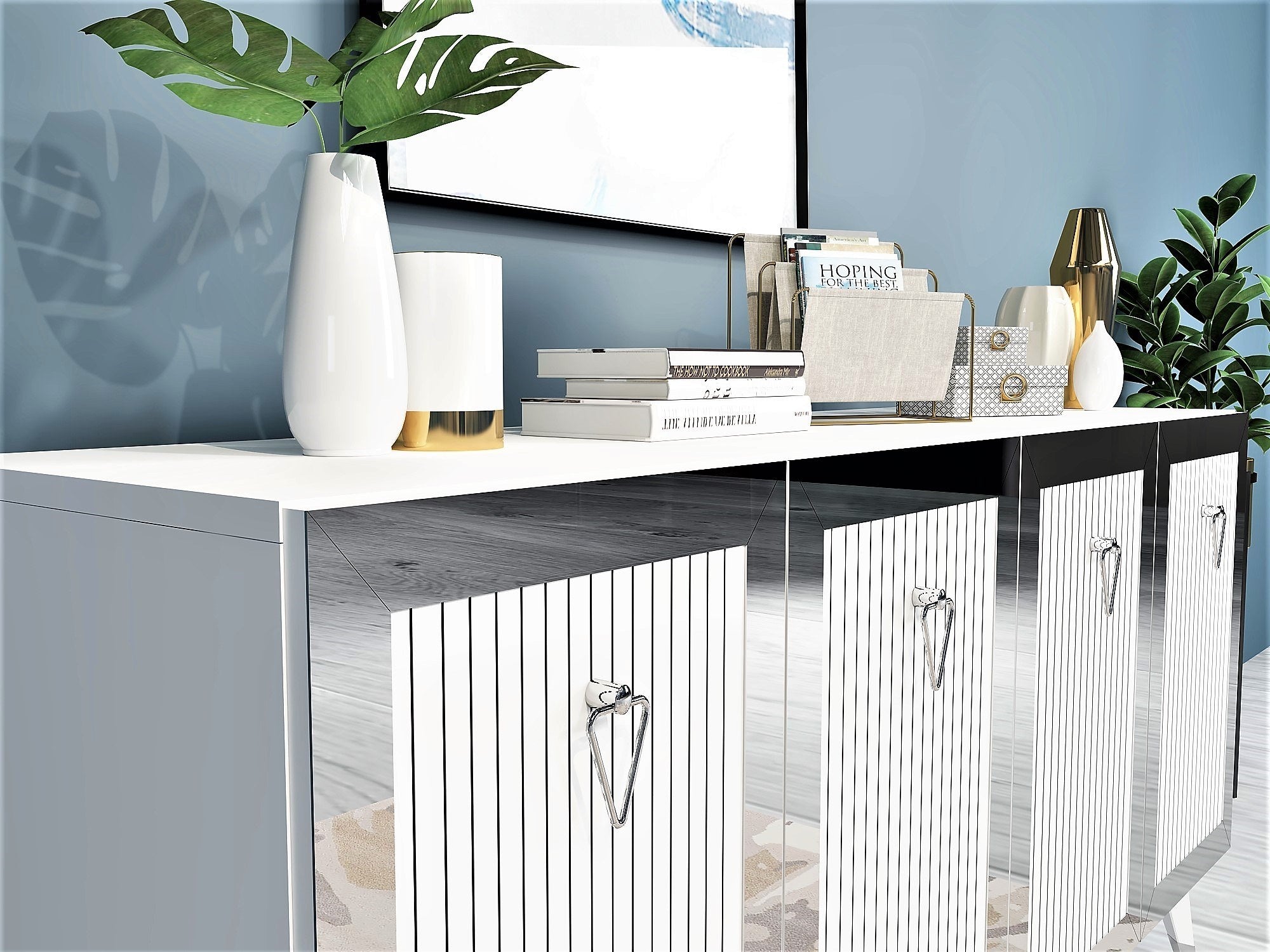 Sideboard mit 4 türen, Bare Silber (2)