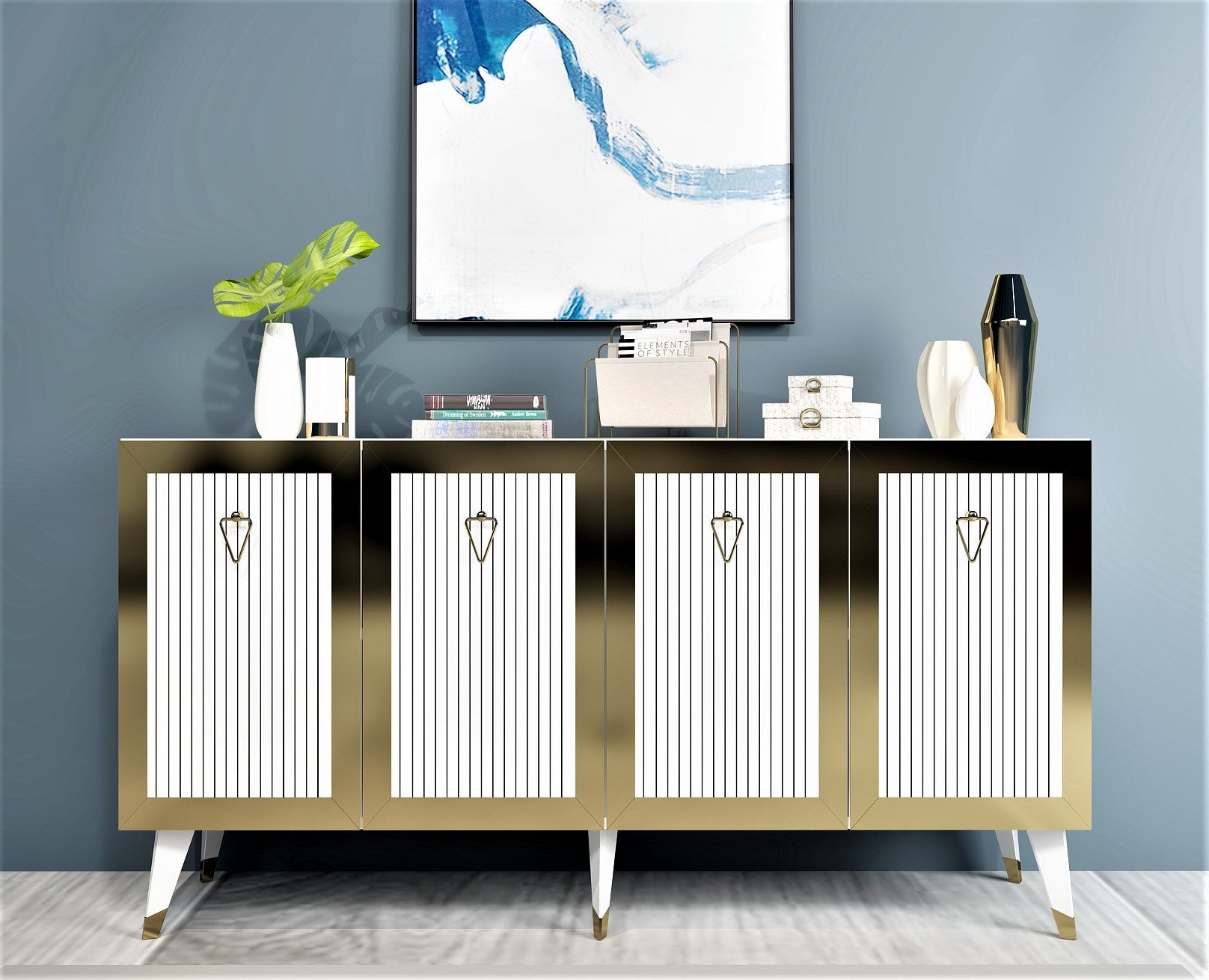 Sideboard mit 4 türen, Bare Gold