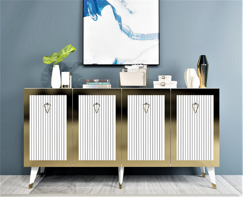 Sideboard mit 4 türen, Bare Gold