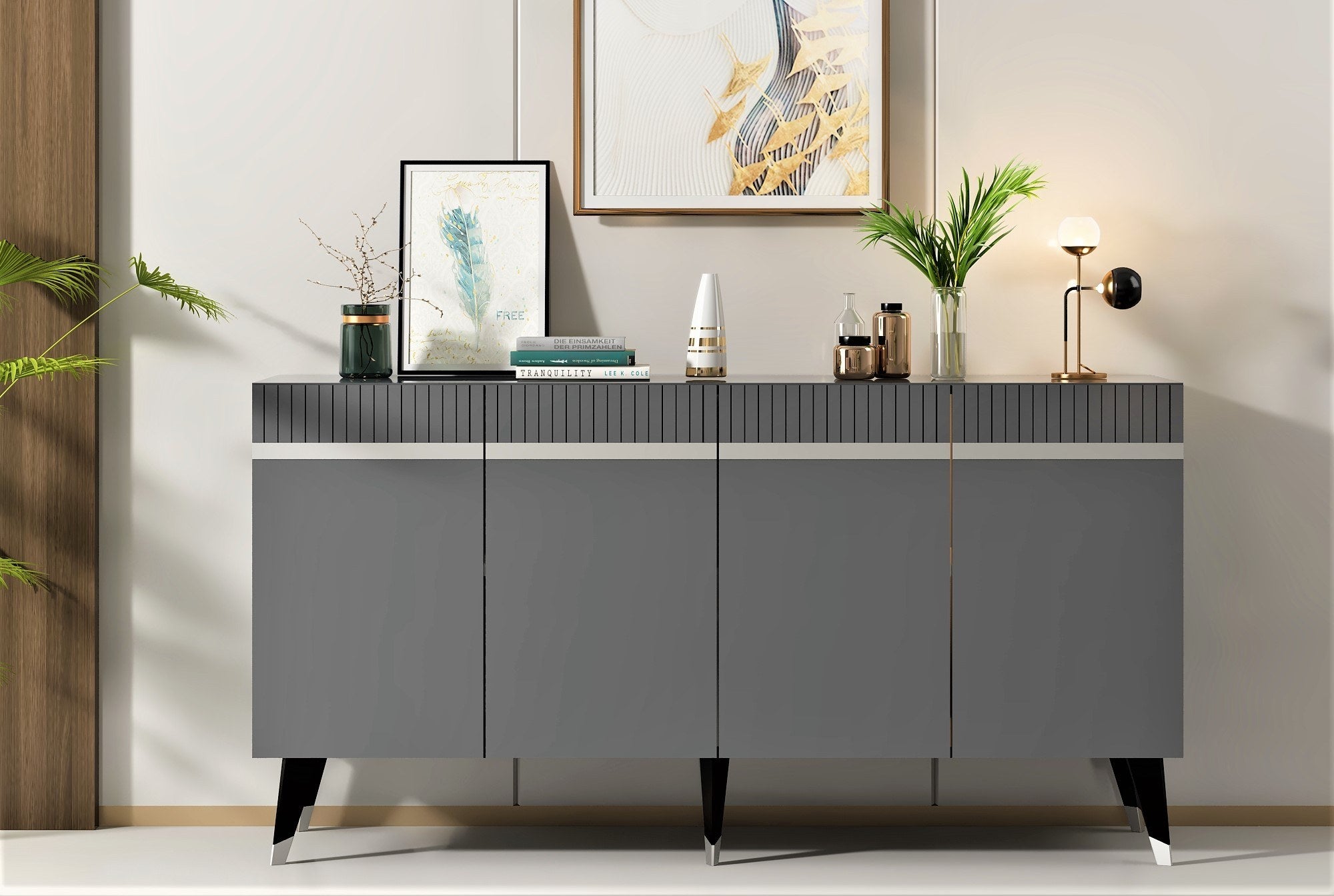 Sideboard mit 4 türen, Defne Anthrazit