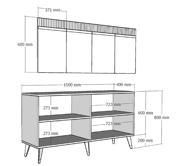 Sideboard mit 4 türen, Defne Silber (8)