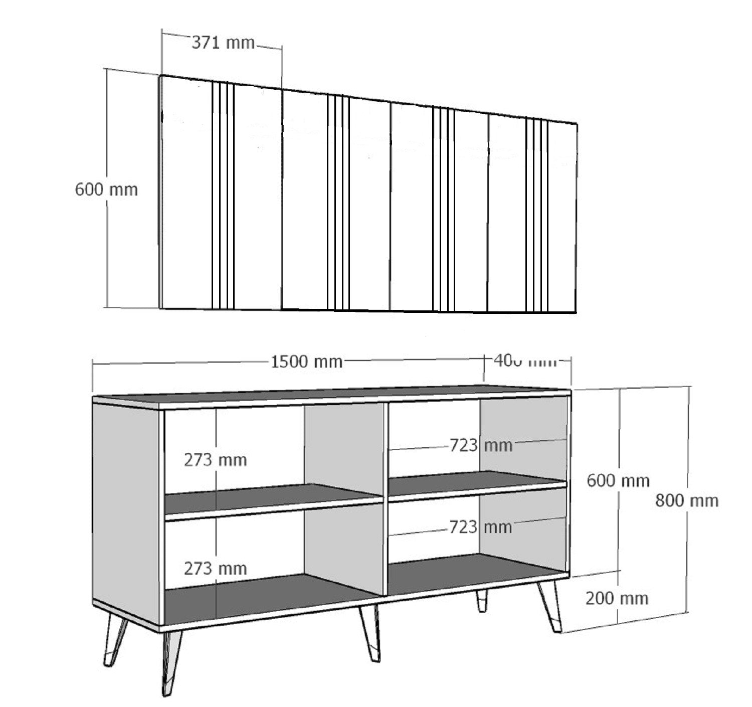 Sideboard mit 4 türen, Asel Silber (8)