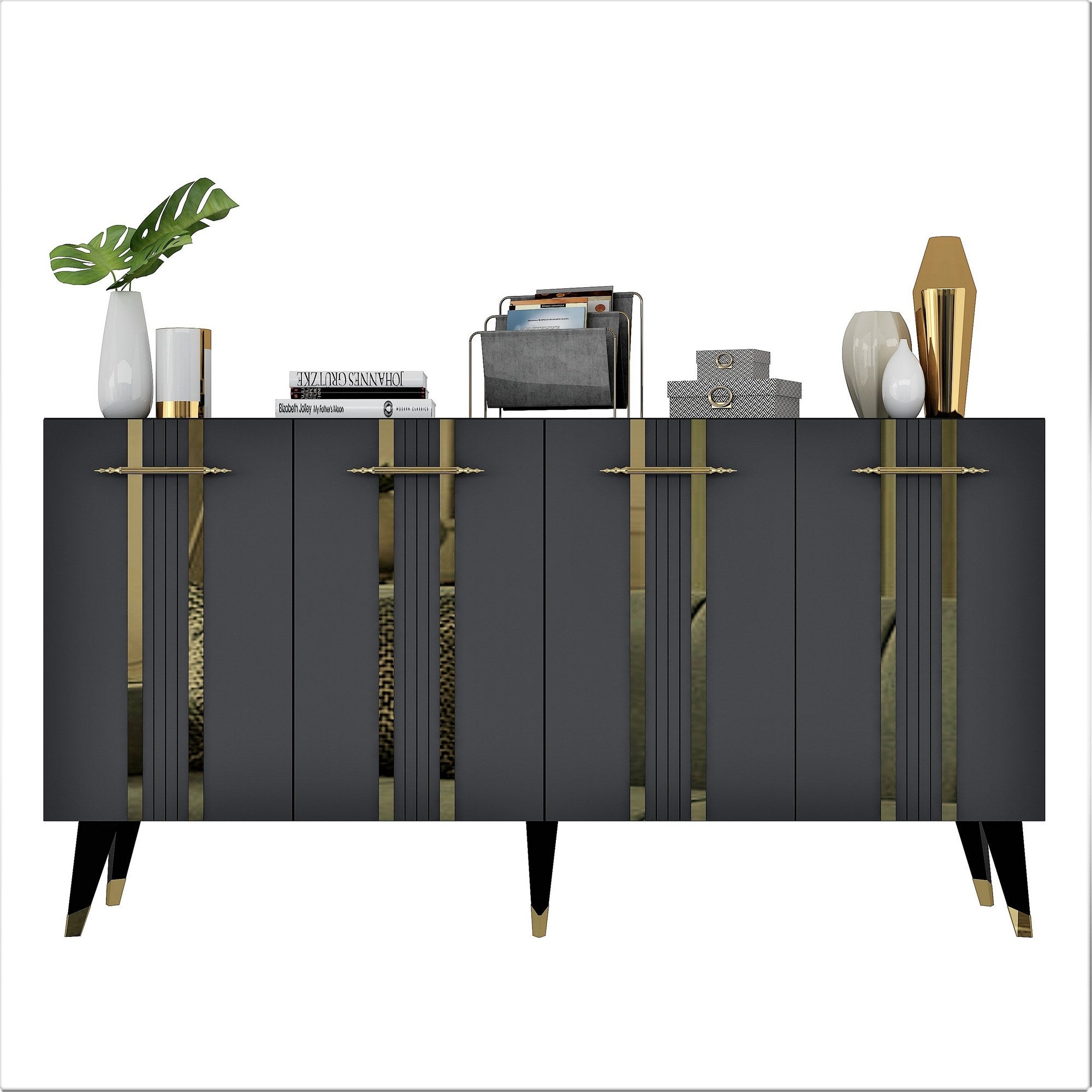 Sideboard mit 4 türen, Asel Gold (4)