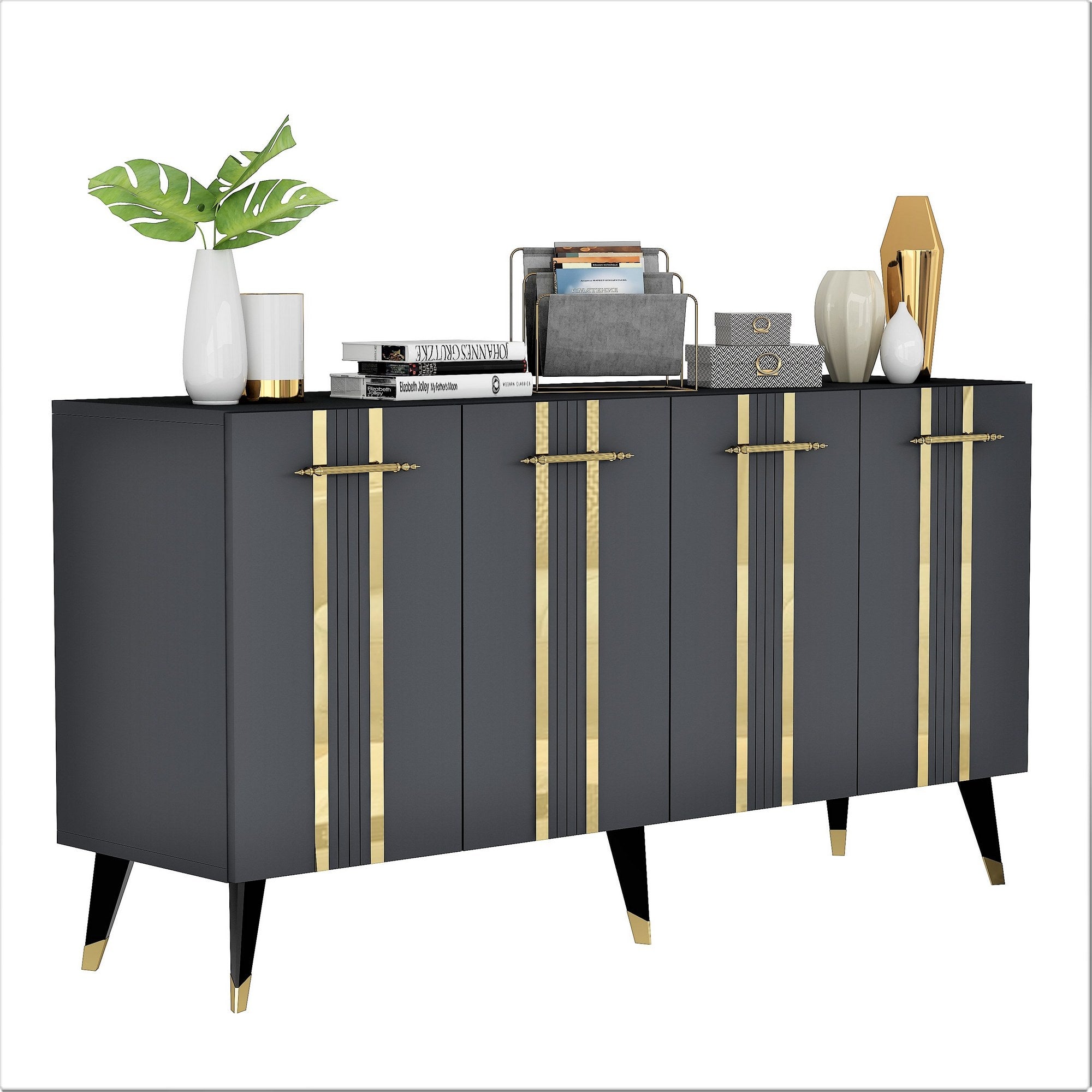 Sideboard mit 4 türen, Asel Gold (5)