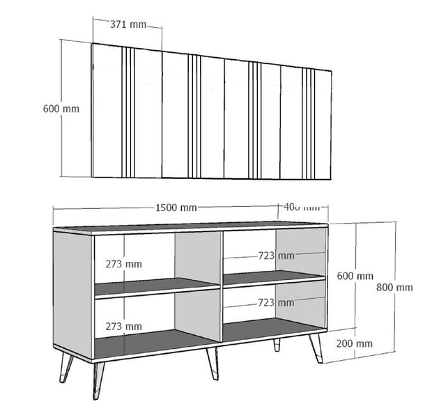 Sideboard mit 4 türen, Asel Silber (8)