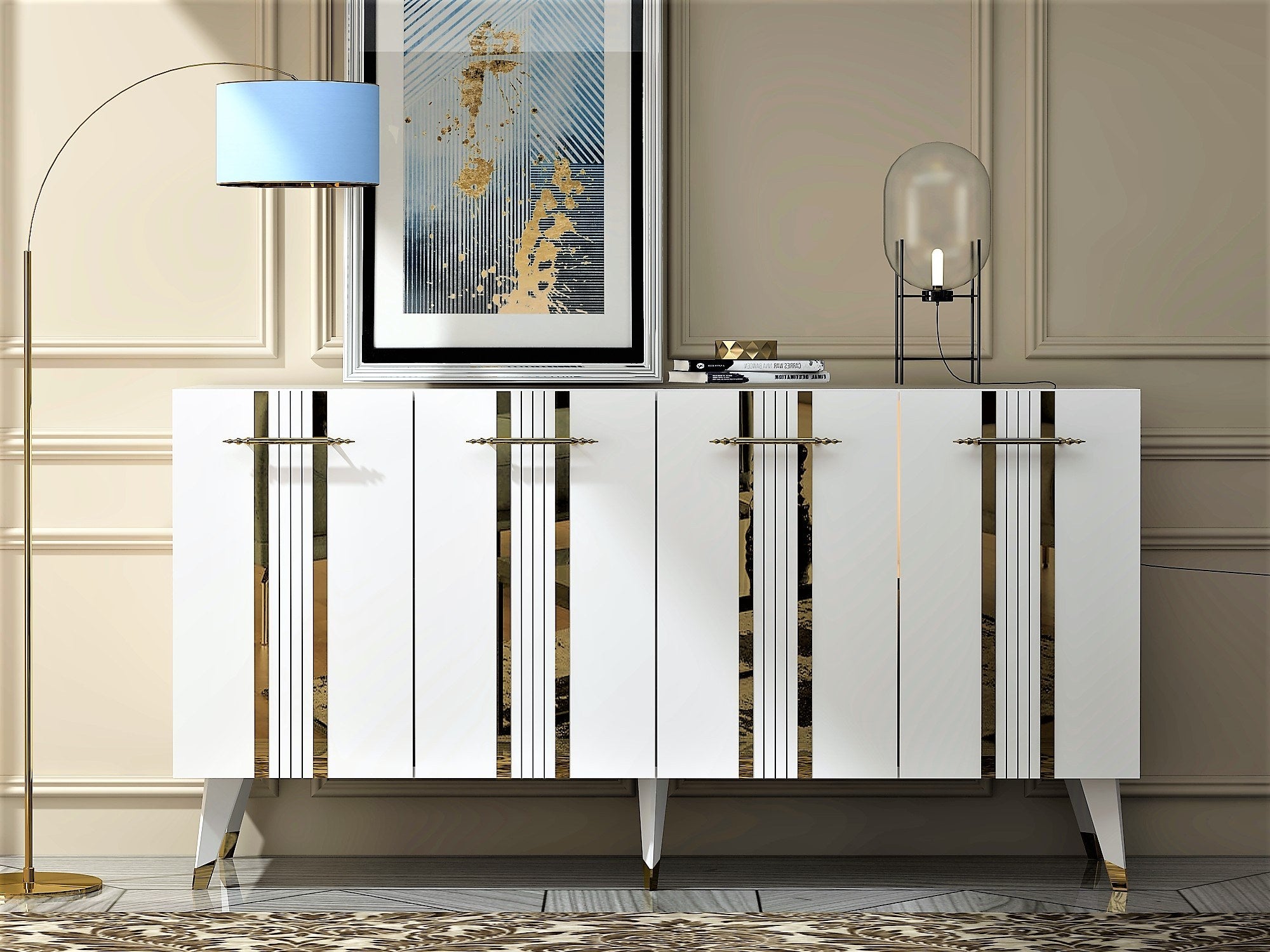 Sideboard mit 4 türen, Asel Gold