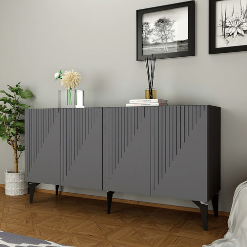 Sideboard mit 4 türen, Draw Anthrazit (1)