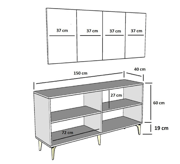 Sideboard mit 4 türen, Draw Anthrazit (8)