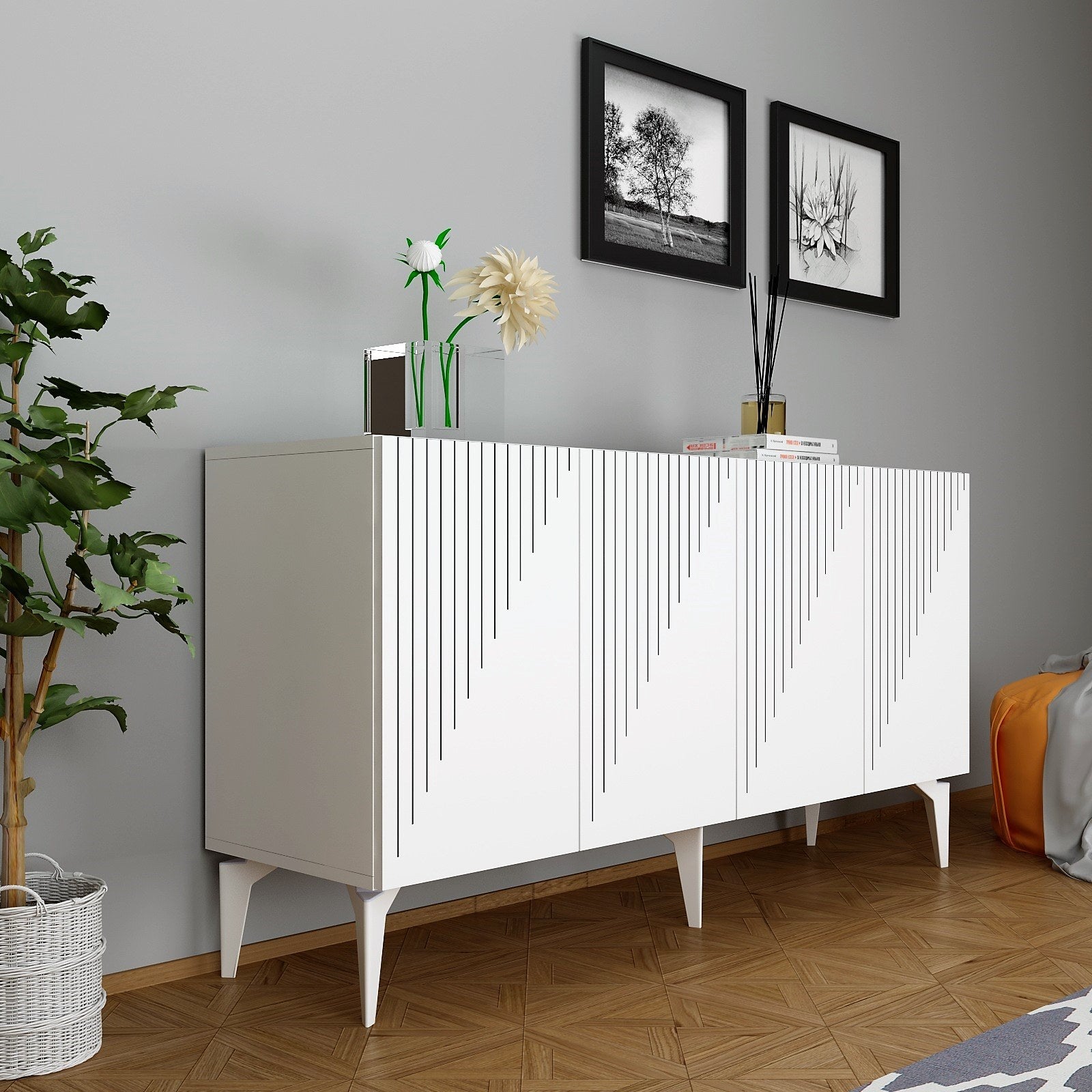 Sideboard mit 4 türen, Draw Weiß (2)