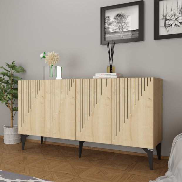 Sideboard mit 4 türen, Draw Eiche (1)