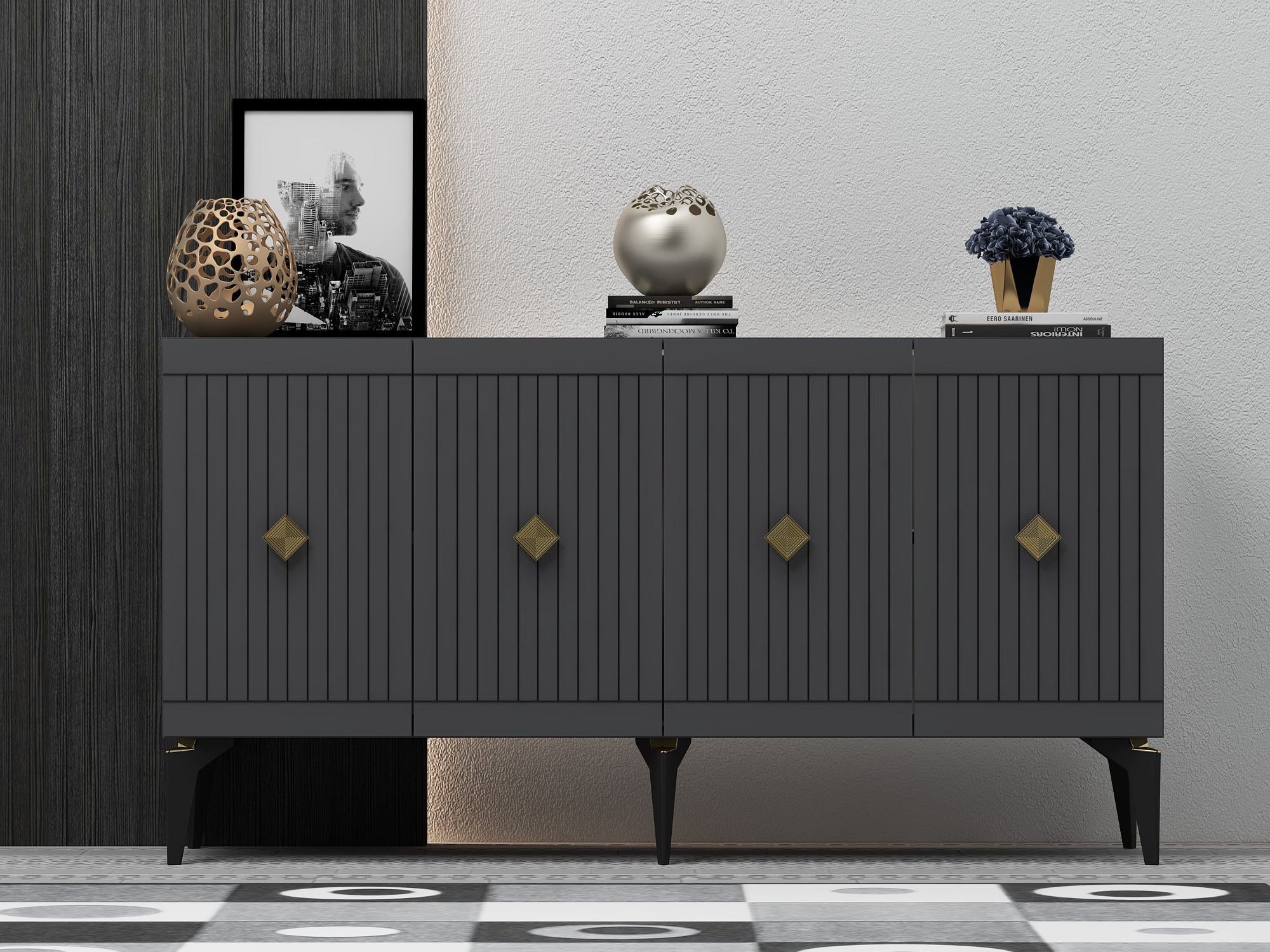 Sideboard mit 4 türen, Midas Anthrazit