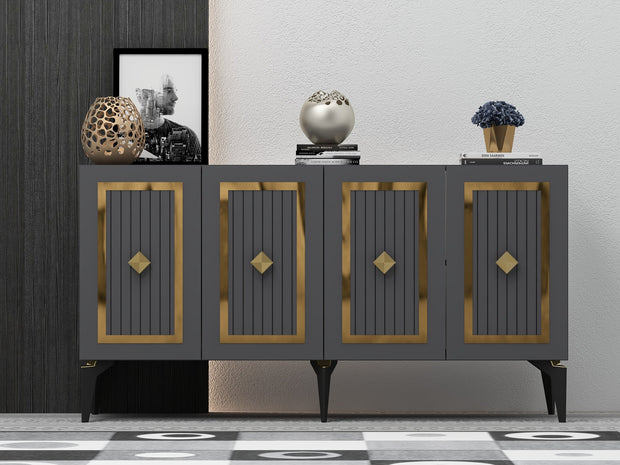 Sideboard mit 4 türen, Nora Anthrazit