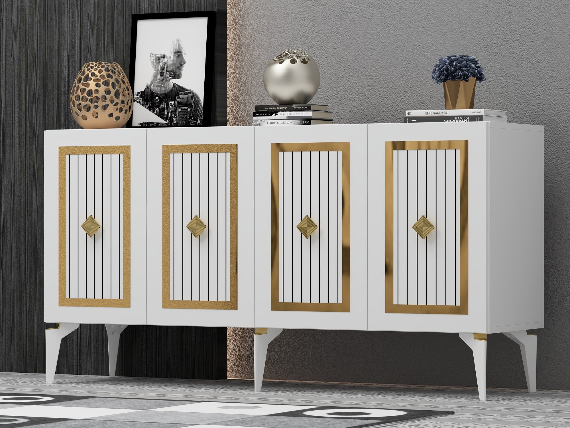 Sideboard mit 4 türen, Nora Gold (1)