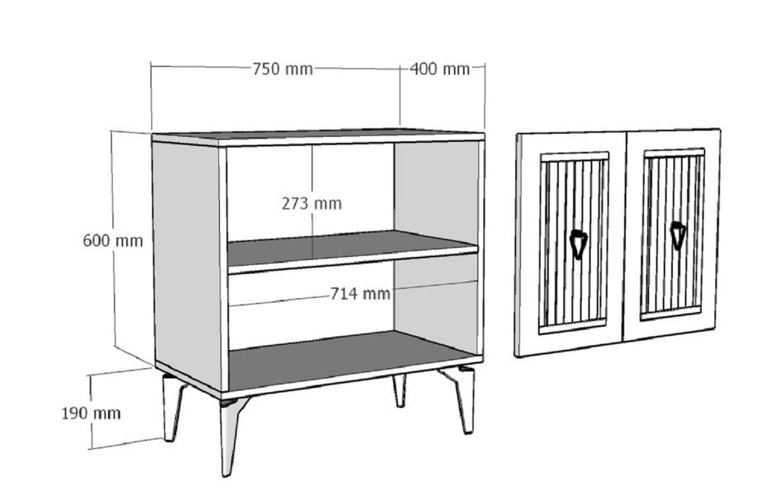 Sideboard mit 2 türen, Capri Anthrazit (9)