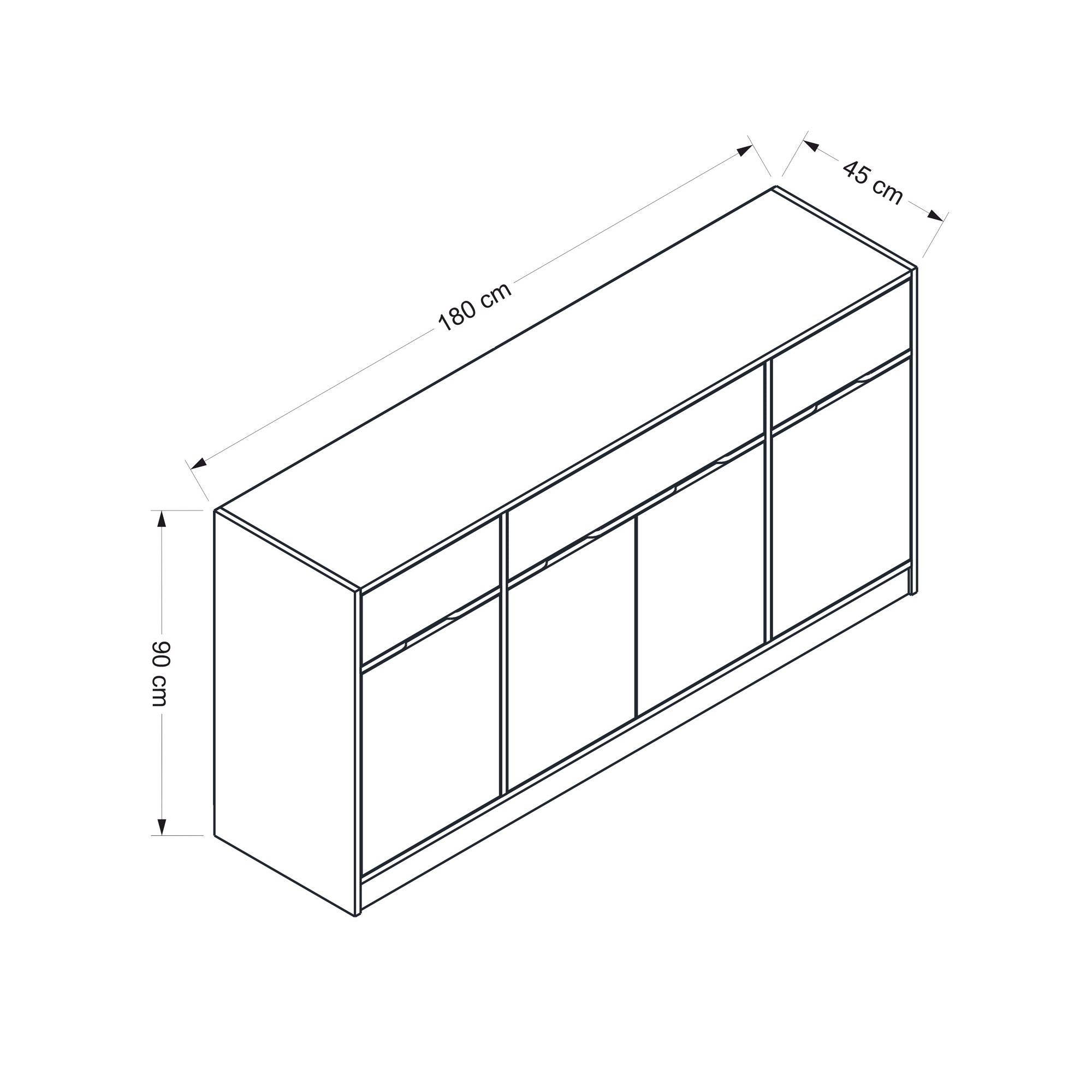 Sideboard mit 3 schubladen und 3 türen, Elina Nussbaum (7)