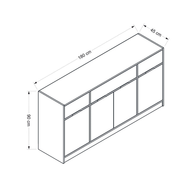 Sideboard mit 3 schubladen und 3 türen, Elina Nussbaum (7)